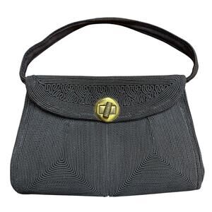 VTG 40’s-50’s Genuine Corde Handbag Clutch Black Textured evening Party Purse